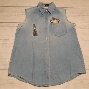 1992 Top Line Looney Tunes Baseball Denim Vest L